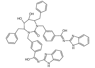 N-(1H-benzimidazol-2-yl)-3-[[(4R,5S,6S,7R)-3-[[3-(1H-benzimidazol-2-ylcarbamoyl)phenyl]methyl]-4,7-dibenzyl-5,6-dihydroxy-2-oxo-1,3-diazepan-1-yl]methyl]benzamide Structure