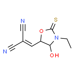 Propanedinitrile, [(3-ethyl-4-hydroxy-2-thioxo-5-oxazolidinyl)methylene]- (9CI) structure