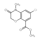 6-氯-3,4-二氢-4-甲基-3-氧代-2H-1,4-苯并噁嗪-8-羧酸甲酯结构式
