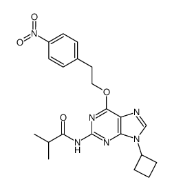 N9-cyclobutyl-N2-isobutyryl-O6-<2-(4-nitrophenyl)ethyl>guanine结构式