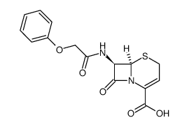 (6R,7R)-7-(phenoxyacetamido)ceph-3-em-4-carboxylic acid Structure