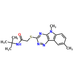 Acetamide, N-(1,1-dimethylethyl)-2-[(5,8-dimethyl-5H-1,2,4-triazino[5,6-b]indol-3-yl)thio]- (9CI) structure