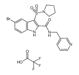 5-bromo-N-(pyridin-3-ylmethyl)-3-(pyrrolidin-1-ylsulfonyl)-1H-indole-2-carboxamide trifluoroacetate Structure