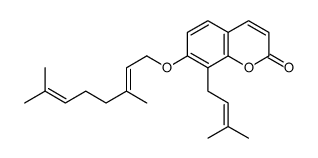 7-[(2E)-3,7-dimethylocta-2,6-dienoxy]-8-(3-methylbut-2-enyl)chromen-2-one Structure