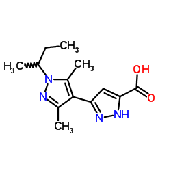 1'-sec-Butyl-3',5'-dimethyl-1H,1'H-3,4'-bipyrazole-5-carboxylic acid Structure