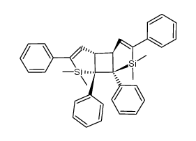 1,1,6,6-tetramethyl-2,5,6a,6b-tetraphenyl-(3ar,3bt,6at,6bc)-1,3a,3b,6,6a,6b-hexahydro-cyclobuta[1,2-b,4,3-b']bissilole结构式