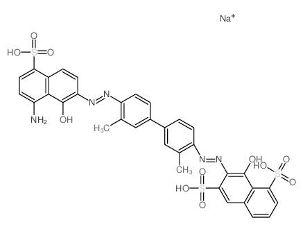 1,6-Naphthalenedisulfonicacid,7-[2-[4'-[2-(8-amino-1-hydroxy-5-sulfo-2-naphthalenyl)diazenyl]-3,3'-dimethyl[1,1'-biphenyl]-4-yl]diazenyl]-8-hydroxy-,sodium salt (1:3) structure