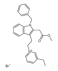 1-(2-(1-benzyl-2-(2-methoxy-2-oxoethyl)-1H-indol-3-yl)ethyl)-3-ethylpyridin-1-ium bromide Structure