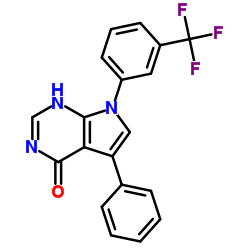 5-phenyl-7-[3-(trifluoromethyl)phenyl]-7H-pyrrolo[2,3-d]pyrimidin-4-ol结构式