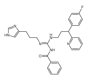 N-Benzoyl-N'-[3-(4-fluorophenyl)-3-(pyrid-2-yl)propyl]N"-[3-(imidazol-4-yl)propyl]-guanidine结构式