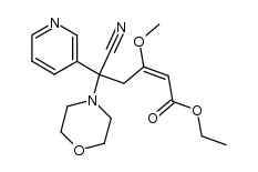 ethyl (E)-δ-cyano-δ-(3'-pyridyl)-β-methoxy-δ-(4-morpholino)pent-2-enoate结构式