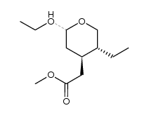 (-)-(4R,5R)-2-Ethoxy-5-ethyl-4-methoxycarbonylmethyl-3,4,5,6-tetrahydro-2H-pyran结构式