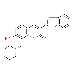 7-hydroxy-3-(1-methyl-1H-benzo[d]imidazol-2-yl)-8-(piperidin-1-ylmethyl)-2H-chromen-2-one结构式