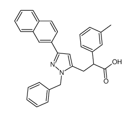 3-(2-Benzyl-5-naphthalen-2-yl-2H-pyrazol-3-yl)-2-m-tolyl-propionic acid结构式