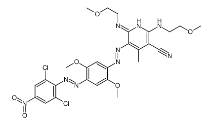 5-[[4-[(2,6-dichloro-4-nitrophenyl)azo]-2,5-dimethoxyphenyl]azo]-2,6-bis[(2-methoxyethyl)amino]-4-methylnicotinonitrile structure