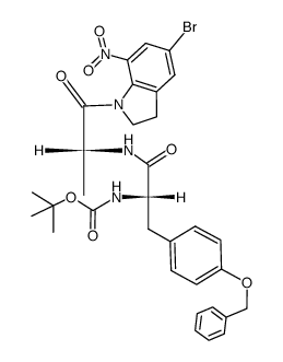 tert-butyl ((S)-3-(4-(benzyloxy)phenyl)-1-(((R)-1-(5-bromo-7-nitroindolin-1-yl)-1-oxopropan-2-yl)amino)-1-oxopropan-2-yl)carbamate Structure