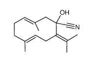 (3E,7E)-1-hydroxy-3,7-dimethyl-10-(propan-2-ylidene)cyclodeca-3,7-diene-1-carbonitrile结构式