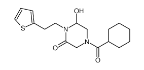 4-(cyclohexanecarbonyl)-6-hydroxy-1-(2-thiophen-2-ylethyl)piperazin-2-one结构式