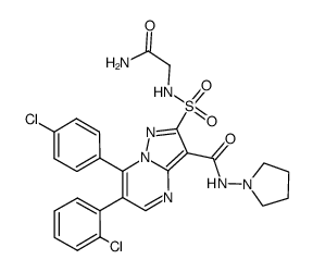 2-[N-(carbamoylmethyl)sulfamoyl]-6-(2-chlorophenyl)-7-(4-chlorophenyl)-3-[N-(1-pyrrolidinyl)carbamoyl]-pyrazolo[1,5-a]pyrimidine Structure