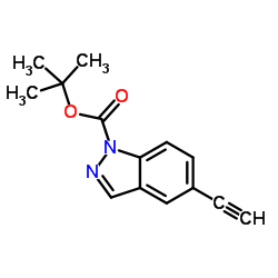 2-Methyl-2-propanyl 5-ethynyl-1H-indazole-1-carboxylate结构式