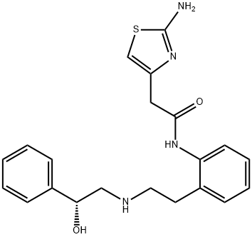 (R)-2-(2-aminothiazol-4-yl)-N-(2-(2-((2-hydroxy-2-phenylethyl)amino)ethyl)phenyl)acetamide structure