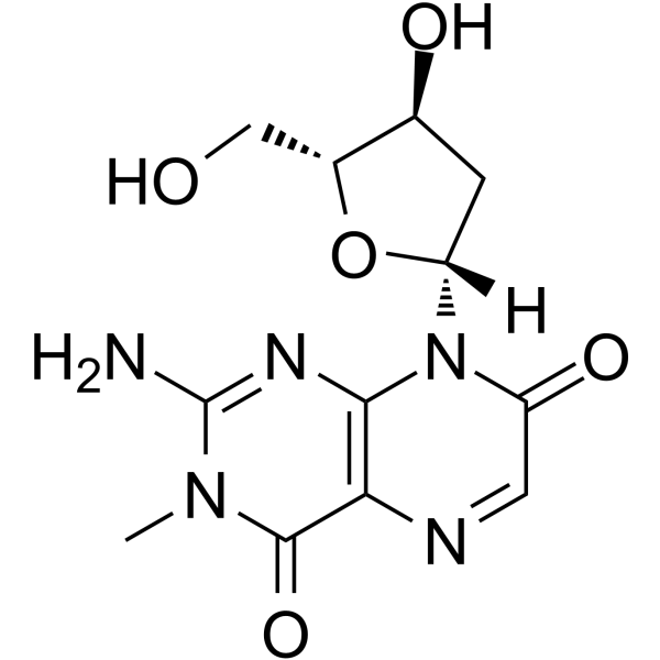 3-Methyl-8-(2-deoxy-b-D-ribofuranosyl)isoxanthopterin Structure