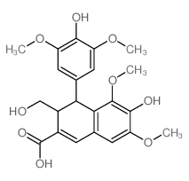 6-hydroxy-4-(4-hydroxy-3,5-dimethoxy-phenyl)-3-(hydroxymethyl)-5,7-dimethoxy-3,4-dihydronaphthalene-2-carboxylic acid Structure