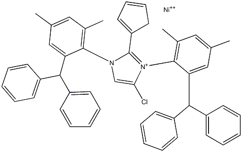 Chloro(cyclopentadienyl){1,3-bis[2-(diphenylmethyl)-4,6-dimethylphenyl]1H-imidazolium}nickel(II) structure