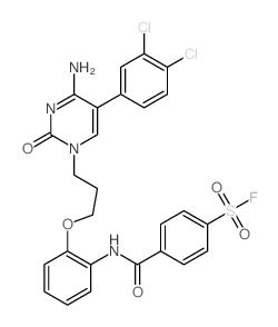 Benzenesulfonylfluoride,4-[[[2-[3-[4-amino-5-(3,4-dichlorophenyl)-2-oxo-1(2H)-pyrimidinyl]propoxy]phenyl]amino]carbonyl]- Structure