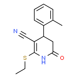 2-(ethylsulfanyl)-4-(2-methylphenyl)-6-oxo-1,4,5,6-tetrahydropyridine-3-carbonitrile结构式