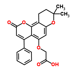 [(8,8-Dimethyl-2-oxo-4-phenyl-9,10-dihydro-2H,8H-pyrano[2,3-f]chromen-5-yl)oxy]acetic acid structure