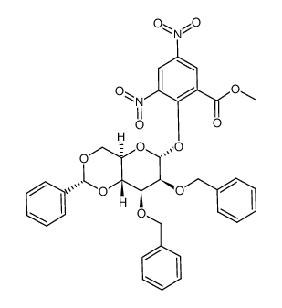 2,4-dinitro-6-(methoxycarbonyl)phenyl 2,3-di-O-benzyl-4,6-O-benzylidene-D-mannopyranoside结构式