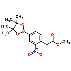 methyl 2-(4-(4,4,5,5-tetramethyl-1,3,2-dioxaborolan-2-yl)-2-nitrophenyl)acetate Structure