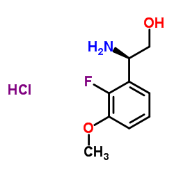 (2R)-2-Amino-2-(2-fluoro-3-methoxyphenyl)ethanol hydrochloride (1:1) Structure