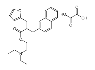 diethyl[2-[3-(2-furyl)-2-(2-naphthylmethyl)propionyloxy]ethyl]ammonium hydrogen oxalate structure