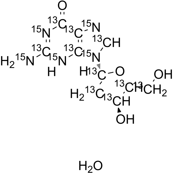 2'-Deoxyguanosine-13C10,15N5 monohydrate结构式