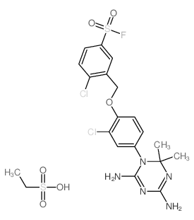 4-chloro-3-[[2-chloro-4-(4,6-diamino-2,2-dimethyl-1,3,5-triazin-1-yl)phenoxy]methyl]benzenesulfonyl fluoride; ethanesulfonic acid Structure