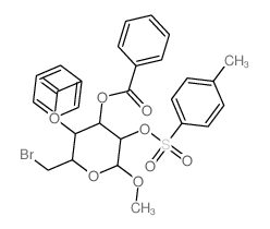 [4-benzoyloxy-2-(bromomethyl)-6-methoxy-5-(4-methylphenyl)sulfonyloxy-oxan-3-yl] benzoate结构式