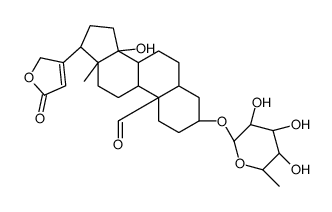 3β-[(6-Deoxy-α-L-mannopyranosyl)oxy]-14-hydroxy-19-oxo-5α-card-20(22)-enolide structure