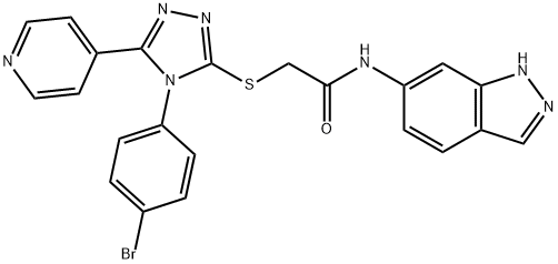 2-((4-(4-溴苯基)-5-(吡啶-4-基)-4H-1,2,4-三唑-3-基)硫基)-N-(1H-吲唑-6-基)乙酰胺结构式