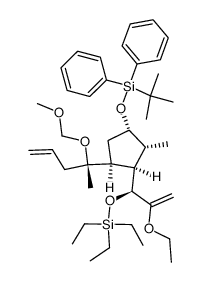 tert-butyl(((1S,2R,3R,4S)-3-((S)-2-ethoxy-1-((triethylsilyl)oxy)allyl)-4-((S)-2-(methoxymethoxy)pent-4-en-2-yl)-2-methylcyclopentyl)oxy)diphenylsilane结构式