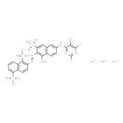 2-[[6-[(5-chloro-2,6-difluoro-4-pyrimidinyl)amino]-1-hydroxy-3-sulpho-2-naphthyl]azo]naphthalene-1,5-disulphonic acid, sodium salt Structure