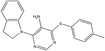 4-(indolin-1-yl)-6-(p-tolylthio)pyrimidin-5-amine Structure