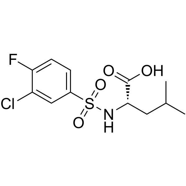 ((3-Chloro-4-fluorophenyl)sulfonyl)-L-leucine structure