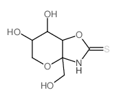 2H-Pyrano[2,3-d]oxazole-2-thione,hexahydro-6,7-dihydroxy-3a-(hydroxymethyl)-, [3aR-(3aa,6a,7a,7aa)]- (9CI)结构式