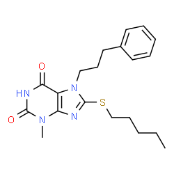 3-methyl-8-(pentylthio)-7-(3-phenylpropyl)-3,7-dihydro-1H-purine-2,6-dione Structure