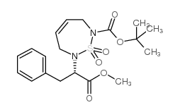 1,2,7-THIADIAZEPINE-2(3H)-ACETIC ACID, 7-[(1,1-DIMETHYLETHOXY)CARBONYL]-6,7-DIHYDRO-ALPHA-(PHENYLMETHYL)-, METHYL ESTER, 1,1-DIOXIDE,-(ALPHAS) Structure