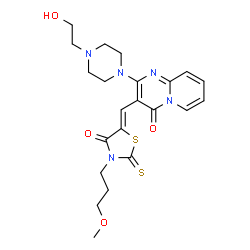 2-[4-(2-hydroxyethyl)piperazin-1-yl]-3-{(Z)-[3-(3-methoxypropyl)-4-oxo-2-thioxo-1,3-thiazolidin-5-ylidene]methyl}-4H-pyrido[1,2-a]pyrimidin-4-one Structure