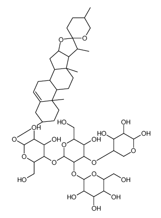 [(25R)-Spirost-5-en-3β-yl]4-O-(2-O-D-glucopyranosyl-3-O-D-xylopyranosyl-D-glucopyranosyl)-D-galactopyranoside Structure