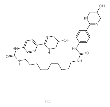 Urea,1,1'-decamethylenebis[3-[p-(1,4,5,6-tetrahydro-5-hydroxy-2-pyrimidinyl)phenyl]-,dihydrochloride (7CI,8CI)结构式